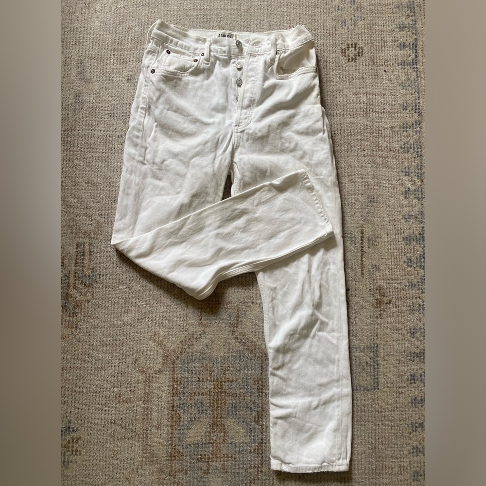 Agolde Riley high rise crop in White size 26